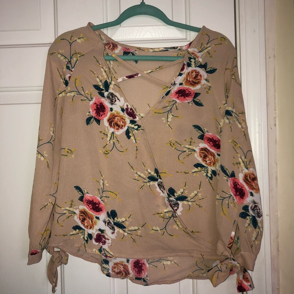 tan floral top